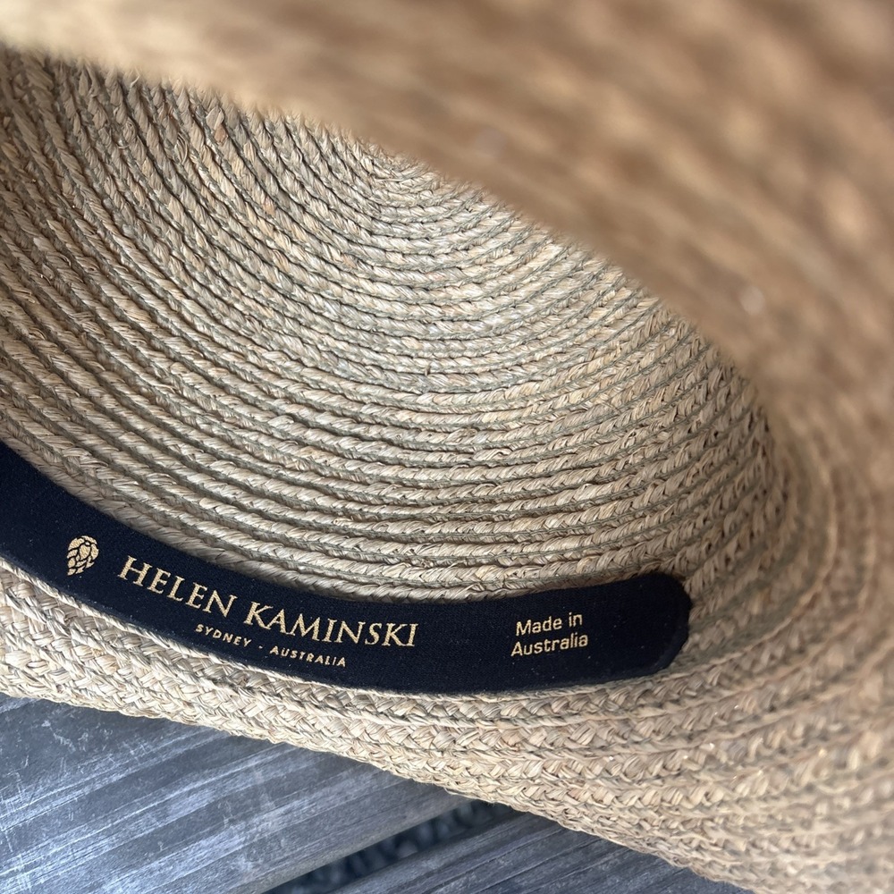 Helen Kaminski Handmade Australia Raffia Hat Natural OS white ribbon runs small - Picture 8 of 16
